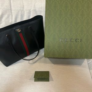 Gucci Ophidia Medium Tote in Black Leather